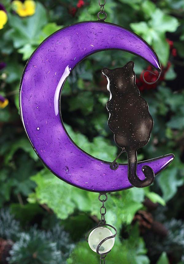 Exquisite Handmade Black Cat Design Metal Windchime for Garden Decor