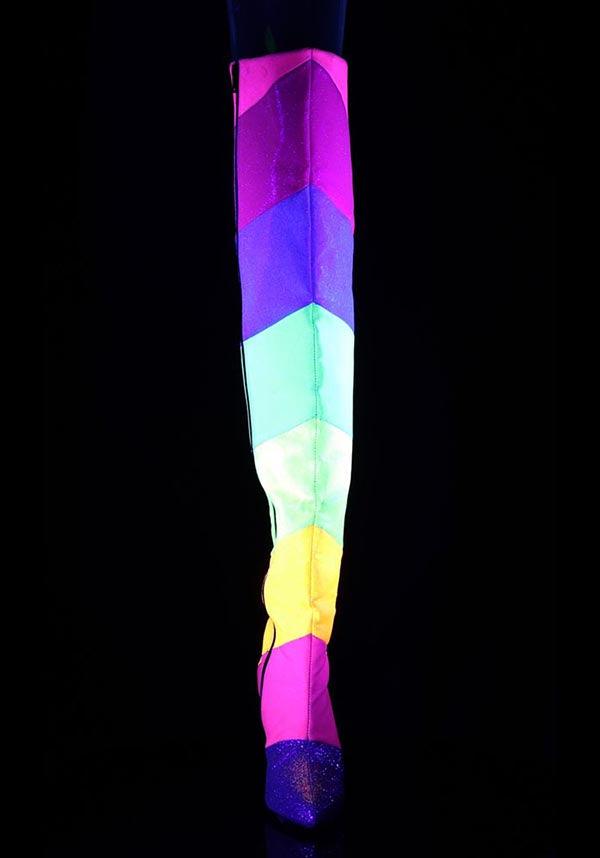 PREORDER: DREAM-3012RBG Multi-Rainbow Glitter Platform Thigh High Boots