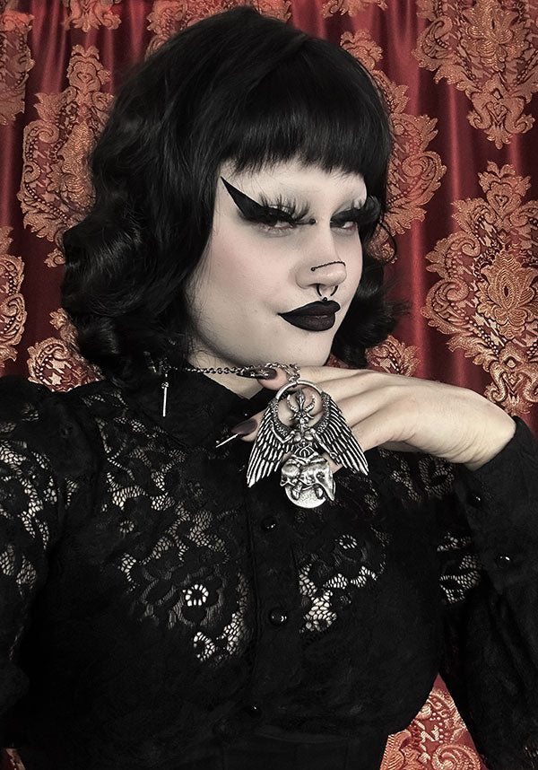 Exquisite Cast Alloy Baphomet Rising Necklace for Dark Elegance