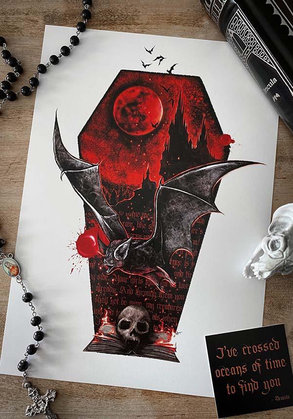 High - Quality Hand - signed A4 Print of Ghosts of October Bat Familiar