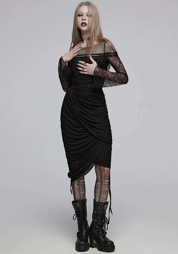Isadora Ruched Wrap Skirt - A Versatile Punk Rave Fashion Piece