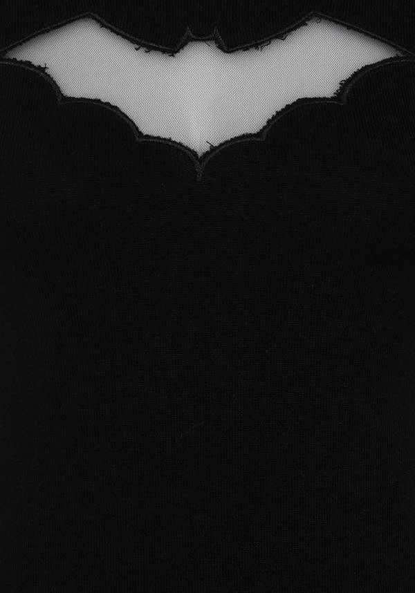 Vintage Black Knit Top with Spooky Mesh Cut-Out Bat Design