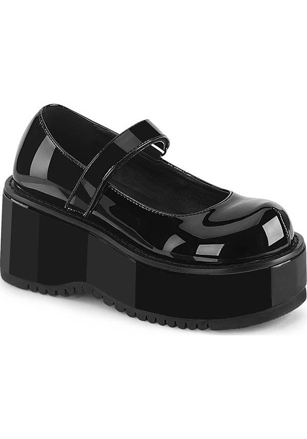 Black Patent Dollie-01 Platform Shoes | Preorder