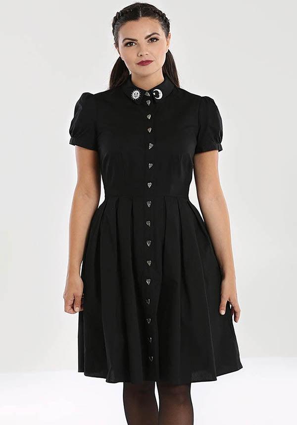 Samara Halloween-inspired Cotton Blend Dress with Sun & Moon Embroidery