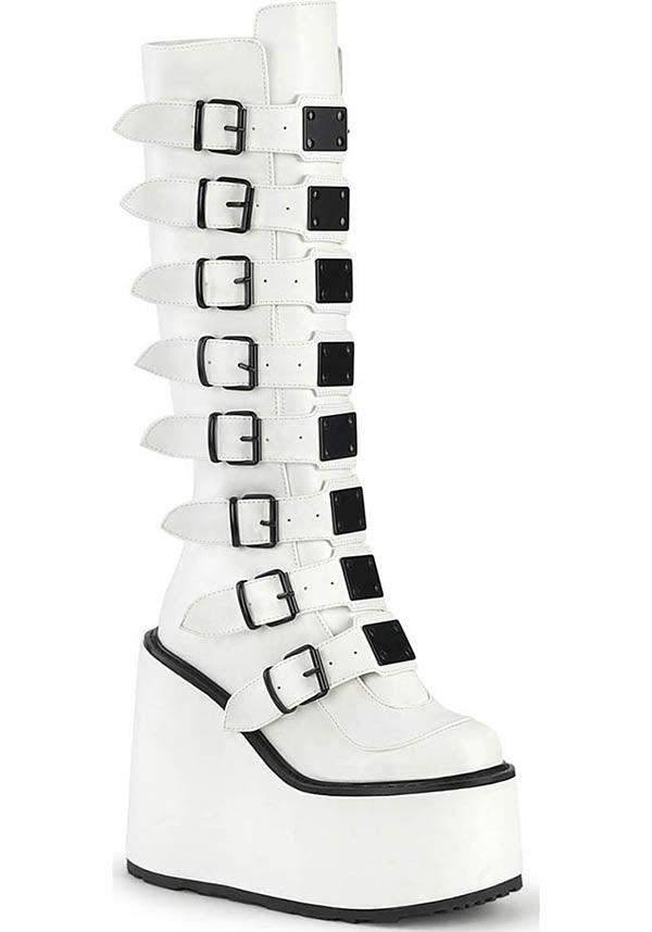 PREORDER: White SWING-815 Platform Knee-High Boots