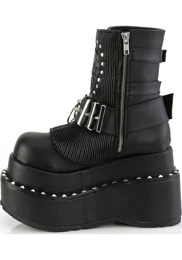 BEAR-150 Black Vegan Platform Lace-Up Ankle Boots - Pre-Order