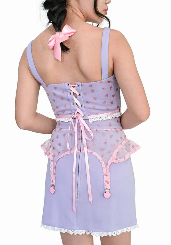 Charming Lavender Lucky Girl Skirt with Glittery Hearts