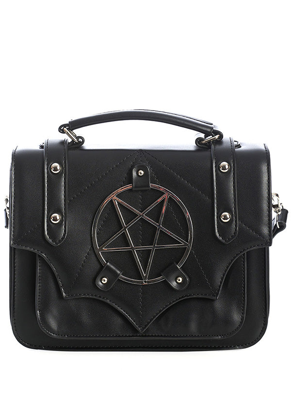 Banned Moloch Pentagram Design Gothic Style Shoulder Bag for Alternative Fashion Lovers