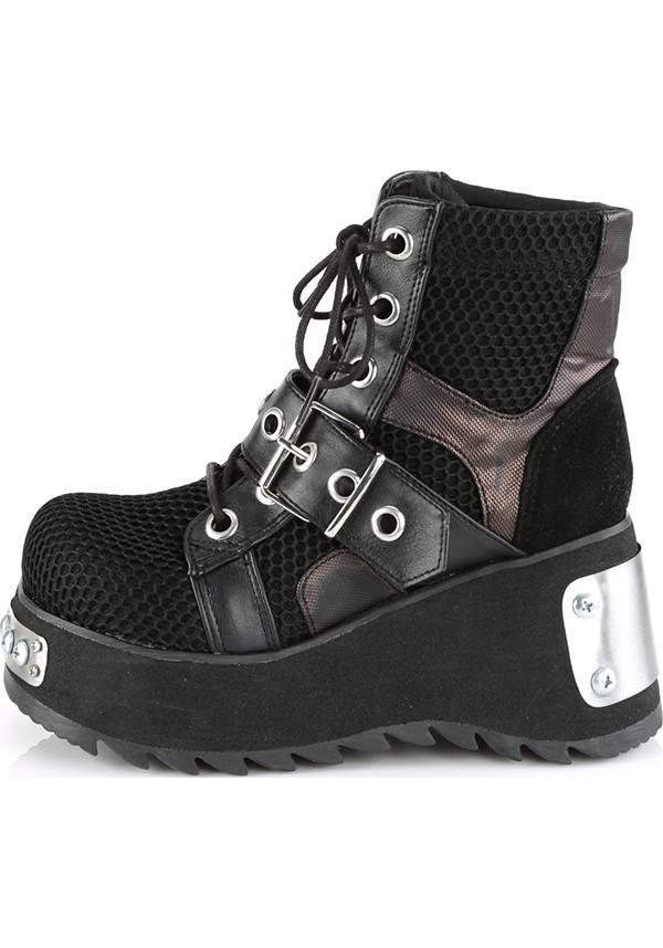 Black Demonia Lace - Up Platform Ankle Boots [Pre - order]