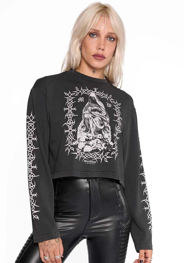 Sanctum Vintage Long Sleeve Cropped T-Shirt for a Vintage Look