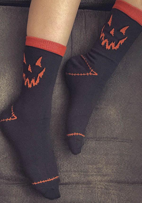 Halloween Jack-O-Lantern Design Cotton Socks for Unisex