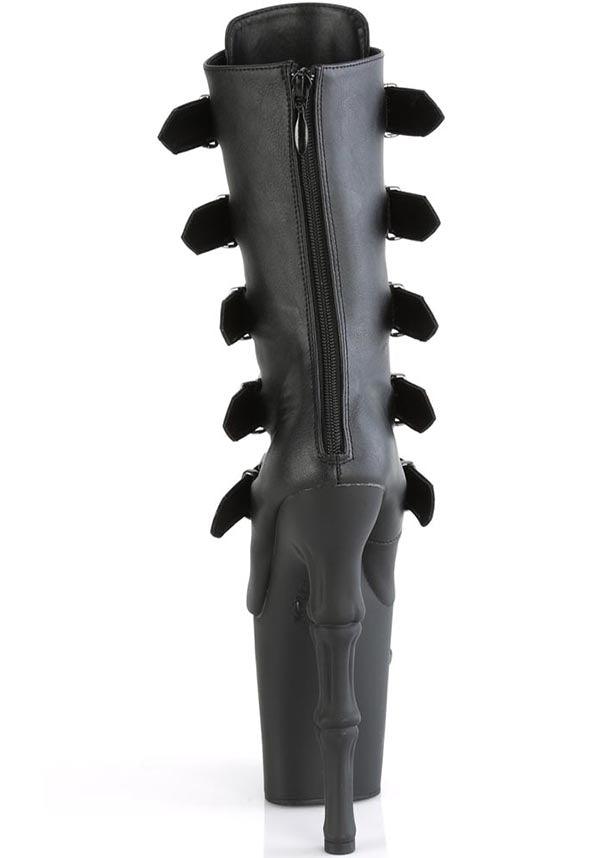 RAPTURE-1052BK Black Platform Mid Calf Boots for Preorder