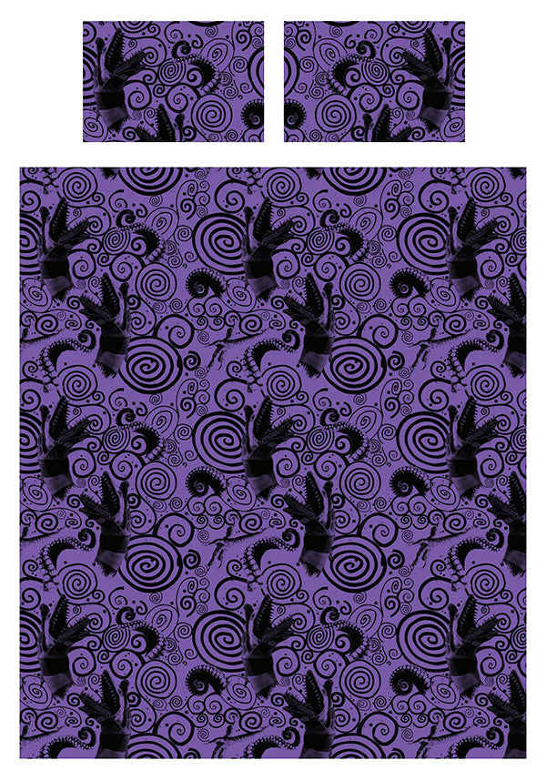 Beetlejuice Themed Purple Sandworm Design Queen Size Bed Sheet Set