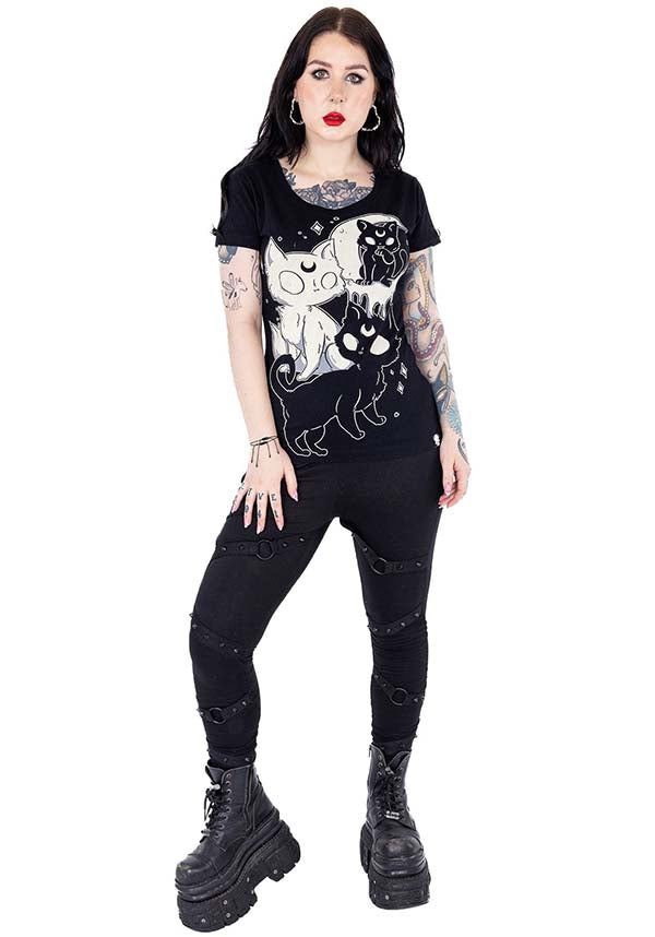 Midnight Kitty Design Cotton T-Shirt for Fashion - Forward Individuals