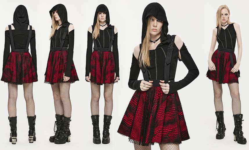 Edgy Rock Sweetheart Adjustable Straps Short Skirt