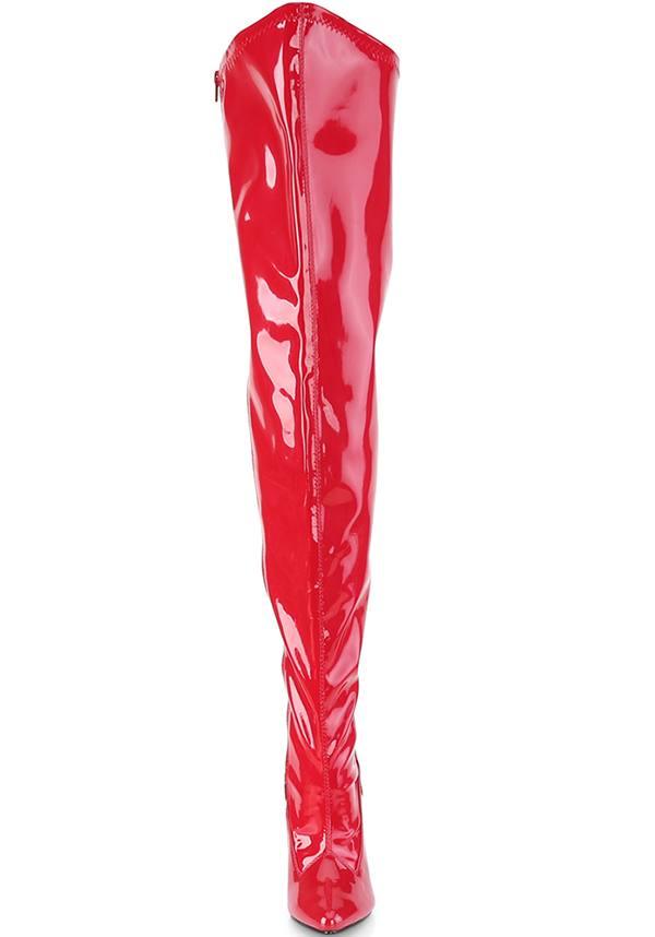 PREORDER - SEDUCE 3000WC Wide Calf Red Patterned Thigh High Boots