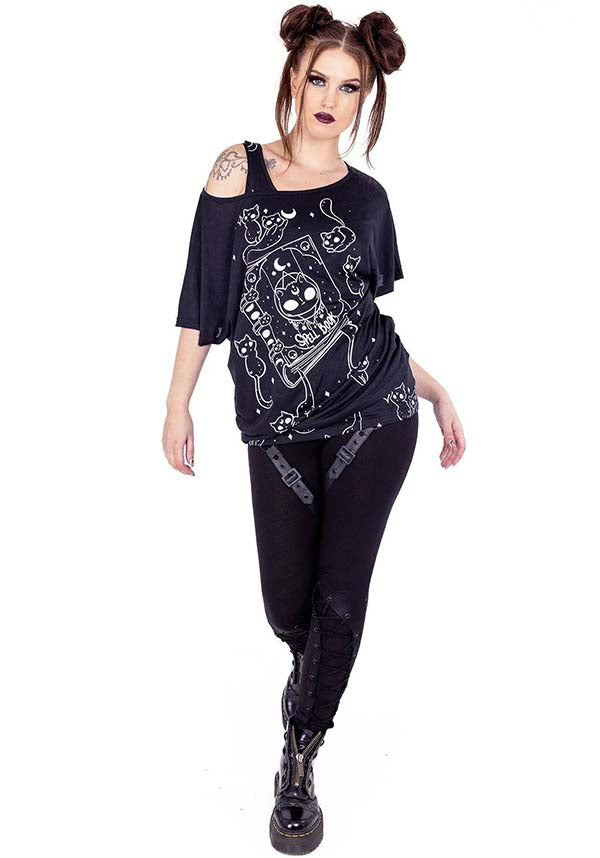 Enchanting Kitty Spellbook Fashion Top for Alternative Style Lovers