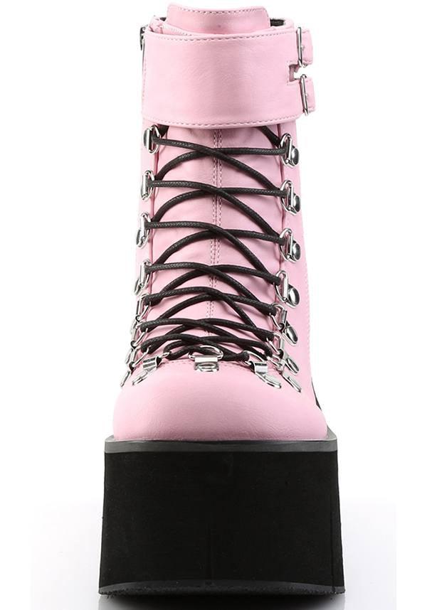 Demonia Pre - order Baby Pink KERA - 21 Platform Lace - Up Ankle Boots