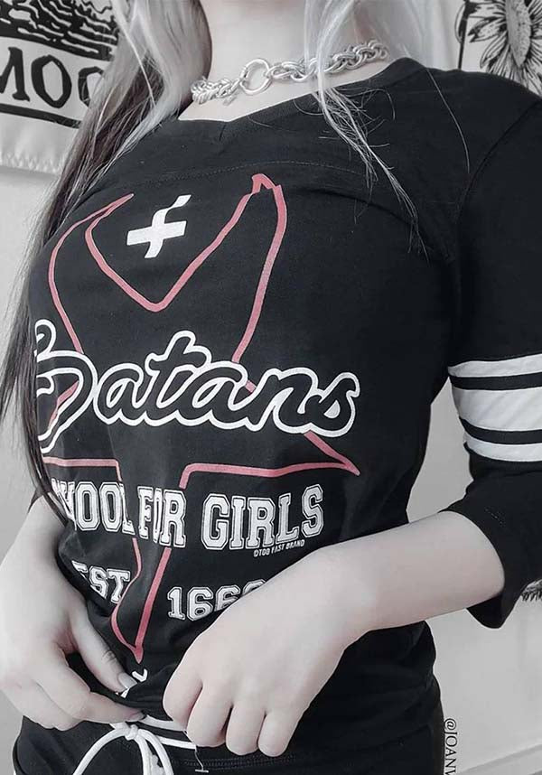 Cool Satan's School for Girls Football T-Shirt with Stylish Design