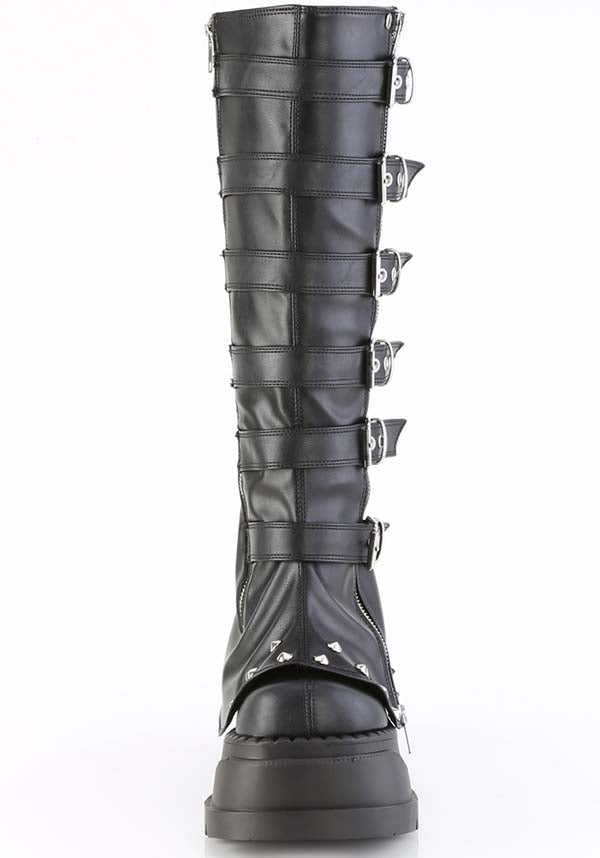 Demonia STOMP-223 Knee-High Black Platform Boots [Pre-Order]
