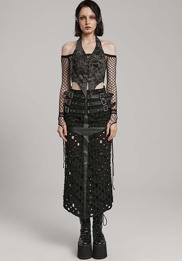 Punk Rave Mazikeen Buckle Design Women's Maxi Skirt