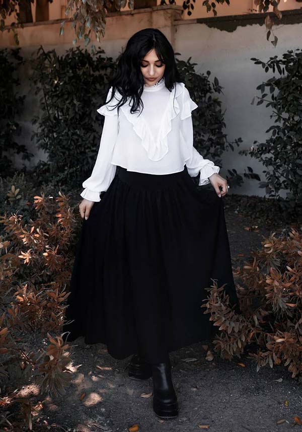 Vintage-Inspired Phantasm Long Sleeve Chiffon Top