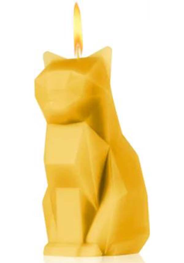 Kisa Cat-Shaped Candle in Mustard Yellow Color