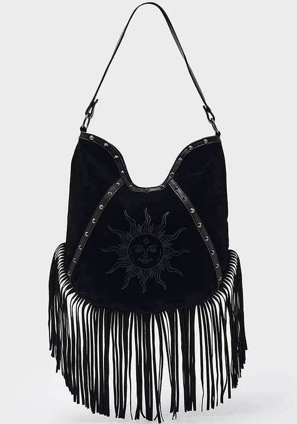 Rising Sun Embroidered Soft Suede Fashion Bag