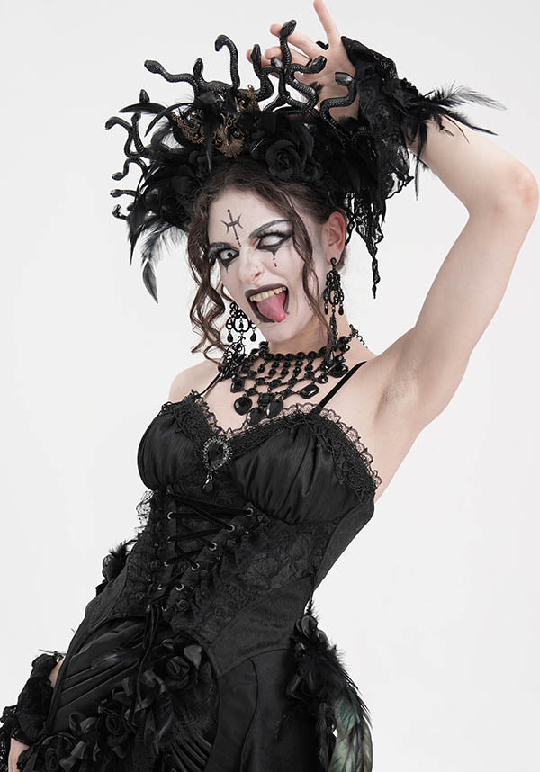 Devil Fashion Laced Briar Gothic Corset Top for Dark Romantics
