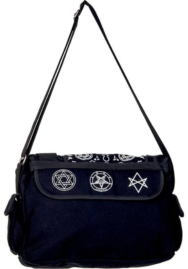 Stylish Pentagram Black Cotton Messenger Bag for Modern Fashion