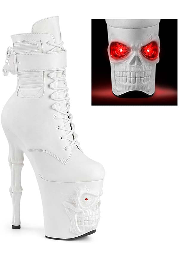 PREORDER - RAPTURE-1020STR-LT White Platform Lace - Up Front Ankle Boots