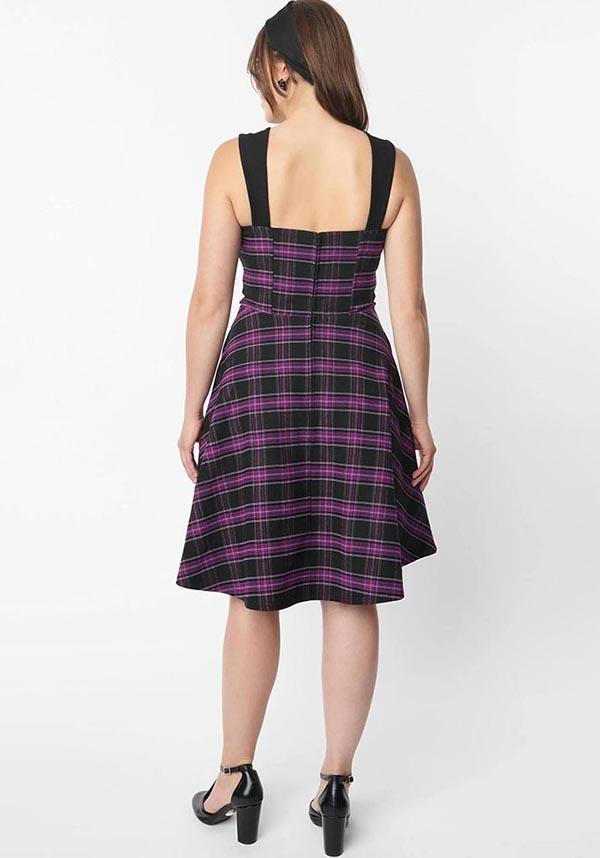 Purple Plaid Flare Style Women's Dress