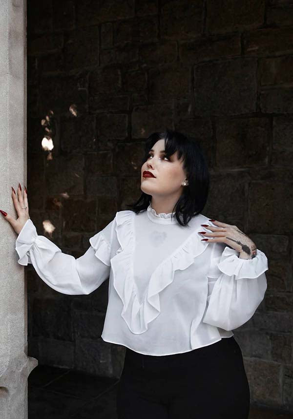 Vintage-Inspired Phantasm Long Sleeve Chiffon Top