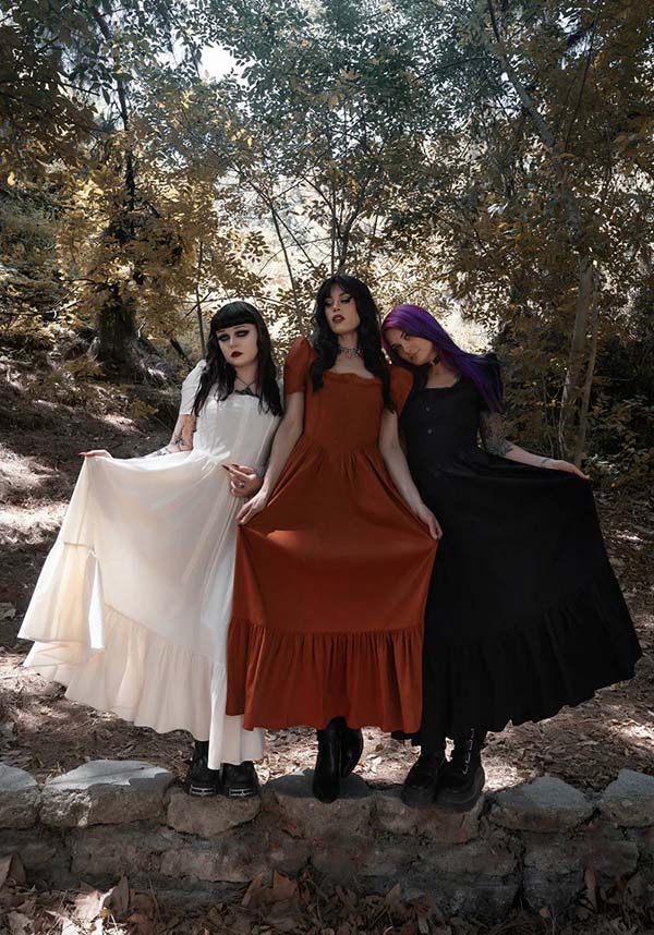 Elegant Ivory Gothic Dress by Lively Ghosts with Lace Details