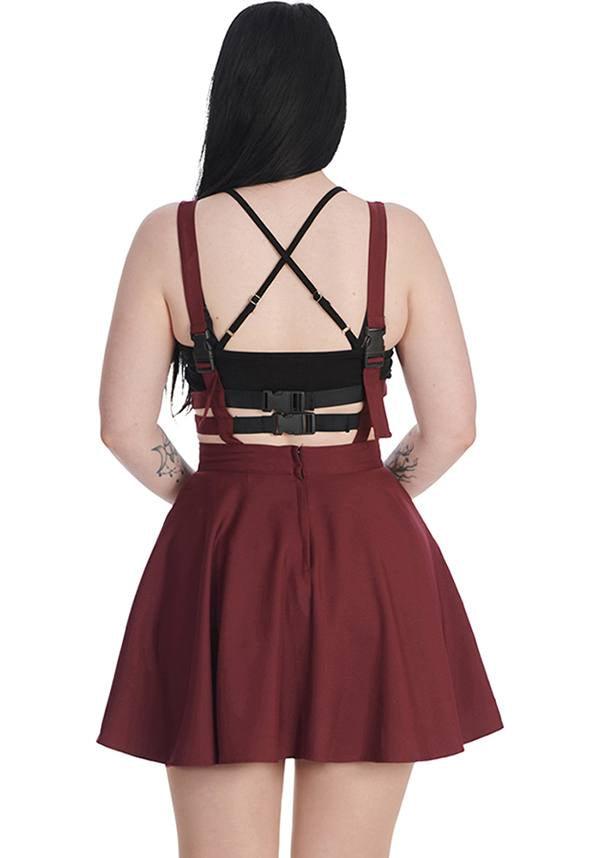 Edgy Burgundy Suspender Lolita Skirt for Punk Fashion Lovers