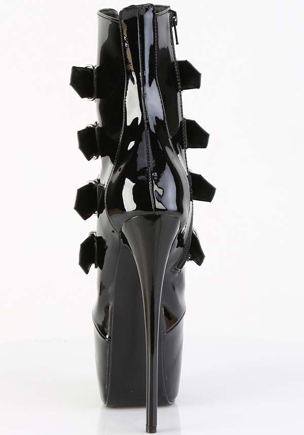 JUBILANT-1023 Ankle Boots in Black Patent Leather [Preorder]
