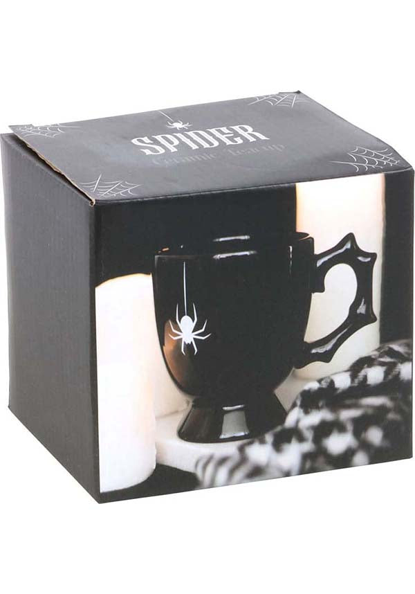 Gothic Style Black Spider-Printed Delicate Teacup