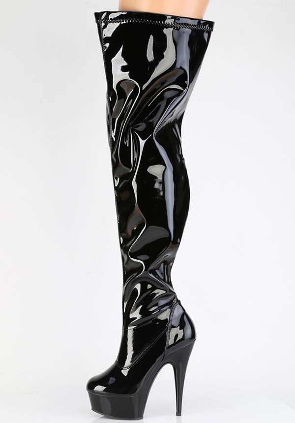 Demonia's Black Patent Delight-3000WCF Platform Heels [Preorder]