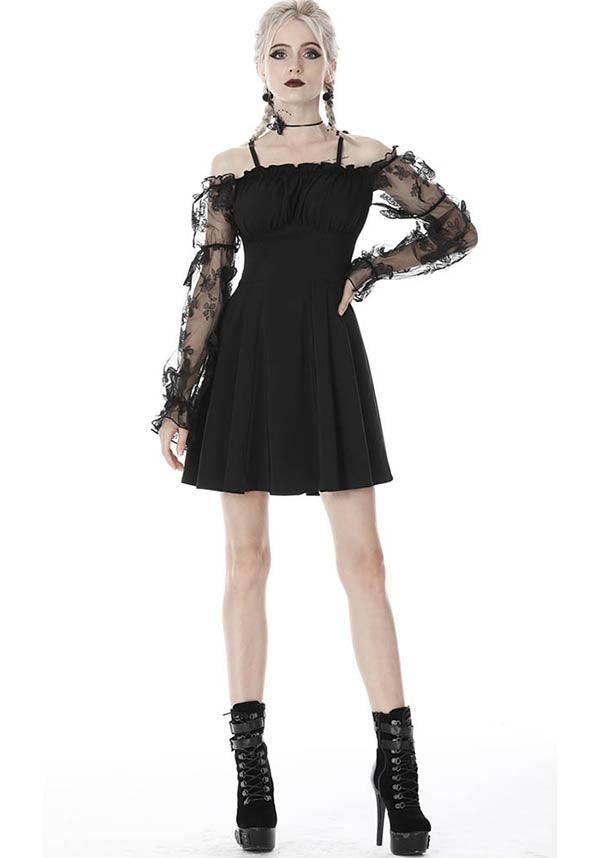 Gothic Lacey Off-Shoulder Dress with Corset Back