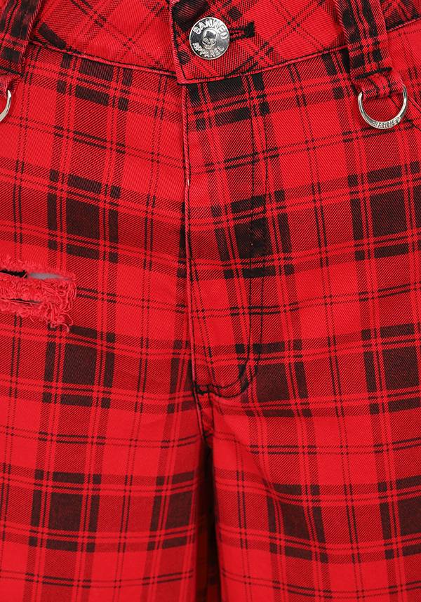 Banned Alternative Kenouna Red Tartan Distressed Punk Pants