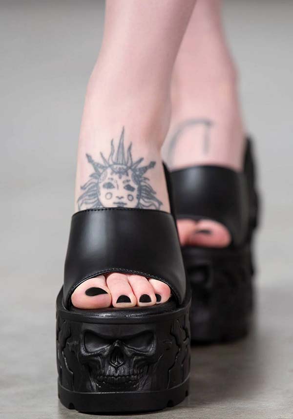 Doom-themed Platform Sliders for Women - Fashionable and Stylish Footwear