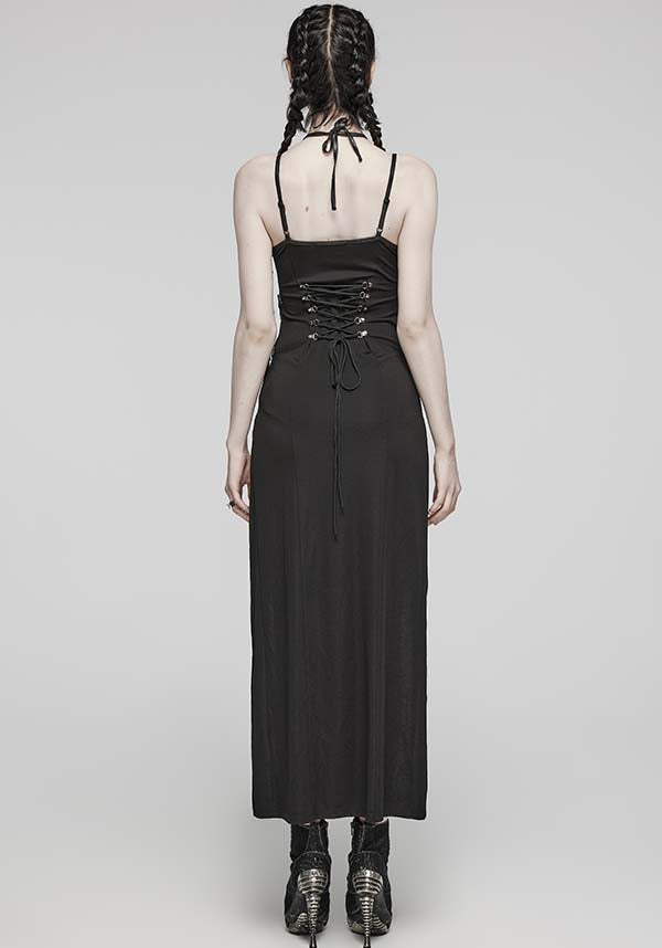 Punk Rave High Cut Maxi Dress: Comfortable, Versatile & Edgy Style