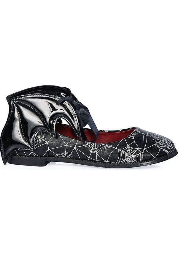 Banned Alternative's Black/White Dead of Night Bat Ballerina Flats