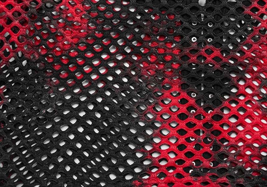 Punk Rave Badriyah Black/Red Tie-Dyed Fishnet Long Sleeve Crop Top