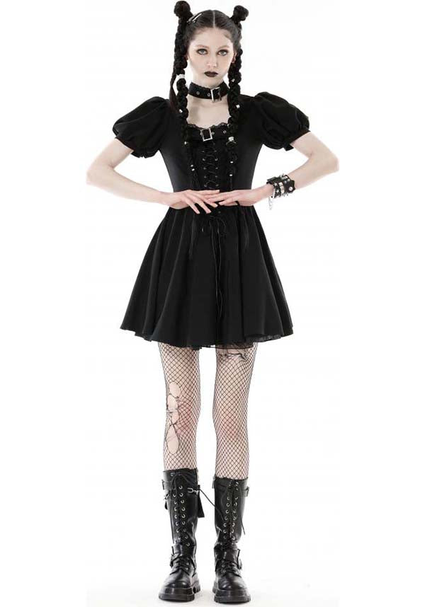 Dark in Love Baby Bat Lace-up Ethereal Women's Dress