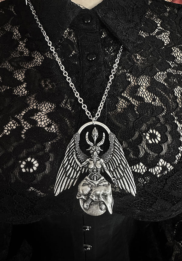 Exquisite Cast Alloy Baphomet Rising Necklace for Dark Elegance