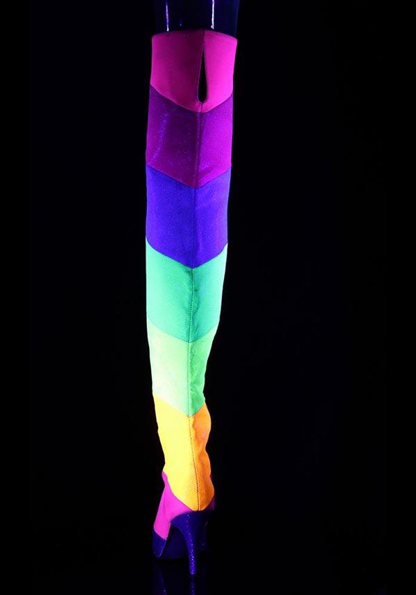 PREORDER: DREAM-3012RBG Multi-Rainbow Glitter Platform Thigh High Boots