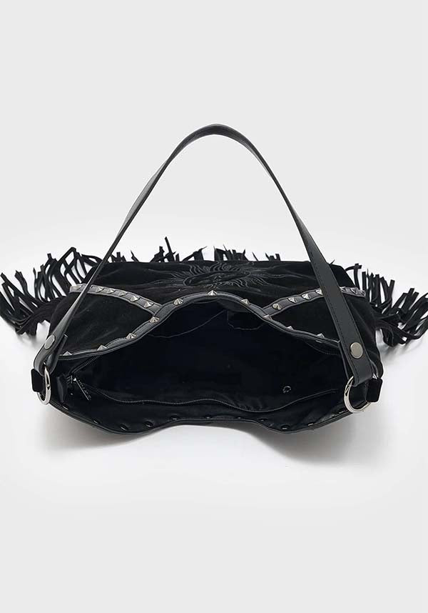 Rising Sun Embroidered Soft Suede Fashion Bag