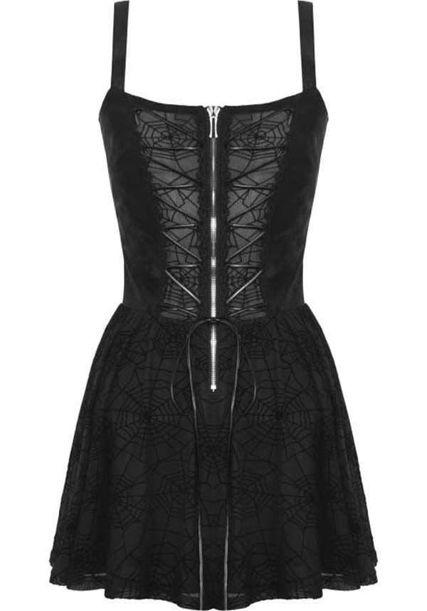 Edgy Punk Style Spider Mesh Women's Dress