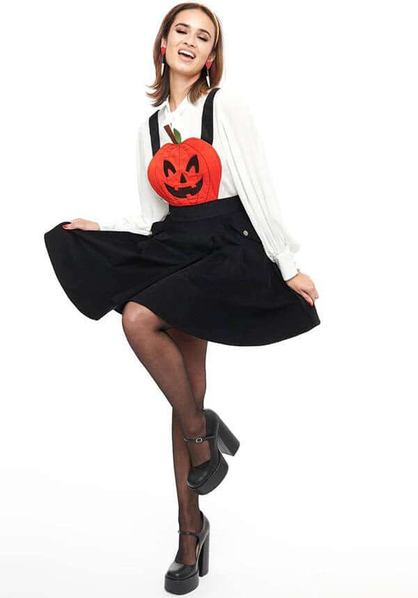 Halloween Jack - O - Lantern Design Pinafore Dress Inspired by 1950s Fashion